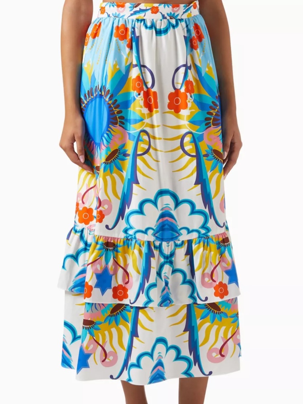 Borgo de Nor Paulina Tiered Printed Cotton-Poplin Maxi Skirt 6